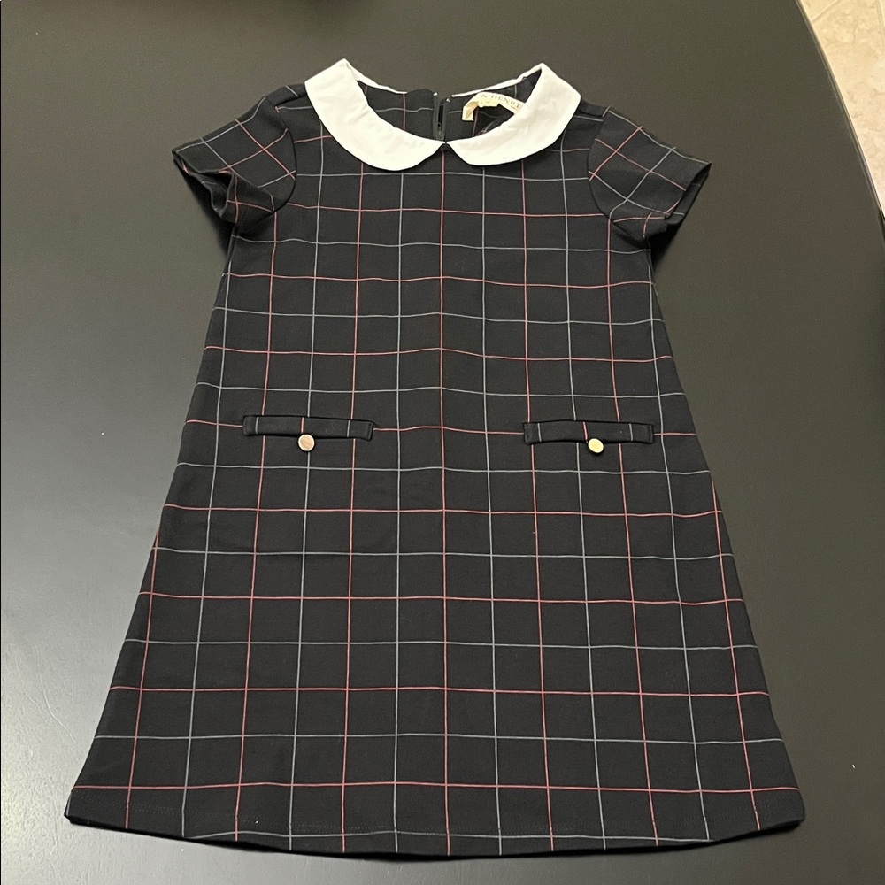Charming Kids Plaid Dress with White Collar